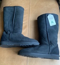 BNWT PURE AUSSiE UGG AUSTRALIA BLACK SUEDE,SHEEPSKiN CLASSiC LONG BOOTS,UK 8