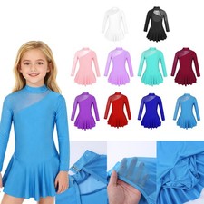 Kids Girls Figure Ice Skating Leotard Dress Performance Uniform Dancing Outfit