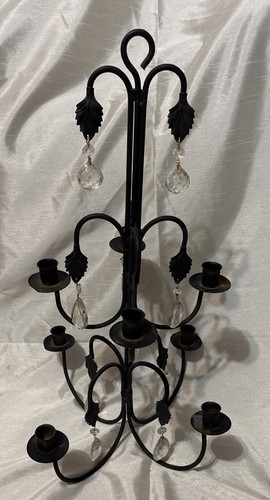 Vtg wrought iron - candle, holder