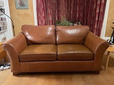 M&S Abbey tan leather sofa 2
