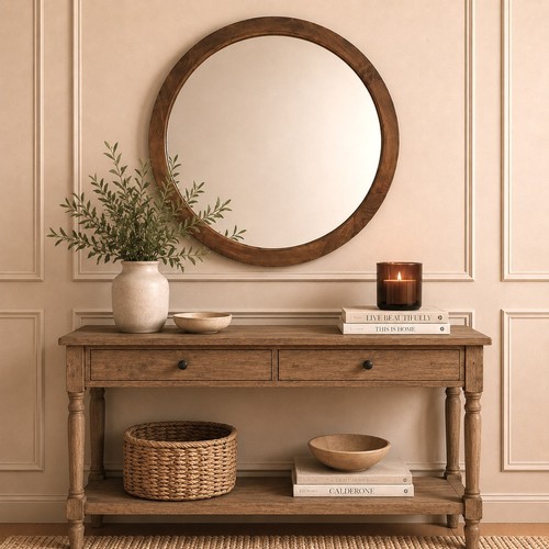 Round solid mango wood wall - solid,