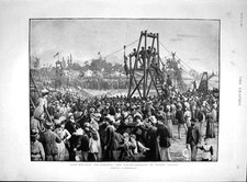 Original Old Antique Print 1893 Bank Holiday Amusement Razzle-Dazzle Epping 19th