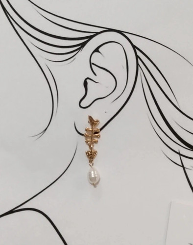 Fish bone pearl drop - pearl,