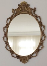 Gorgeous Vintage 1950’s Italian Ornate Oval Bronze Wall Mirror