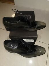 Formal  unique Men's Black & Grey Leather Patent Dress Shoes UK Size 11