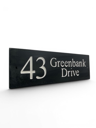 Natural slate house sign name - natural,