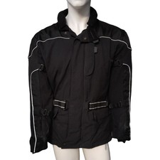 Crane Sports Motorcycle Jacket Men's Med Black Reflective Waterproof Biker Coat