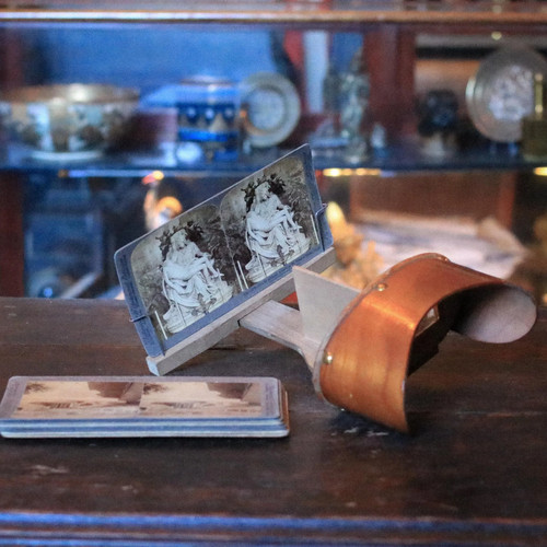 Antique wooden stereoscope - antique,