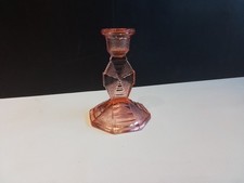 Bagley Pink Glass Candlestick