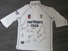 Durham County Cricket Club Multi Hand Signed no 4 Davies Boundary Sports Shirt