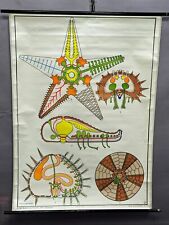 School Wall Map Scroll Picture Vintage Poster Starfish Sea Urchin Maritime Decoration