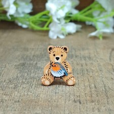 Tiny Robin Bear Pin Handmade