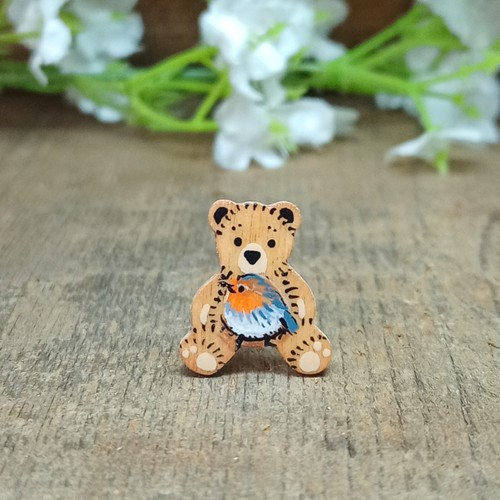 Tiny robin bear - robin, pin