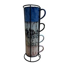 Jumbo Embossed Multi Stacking Mugs 4pk Stackable Mugs Set Matching