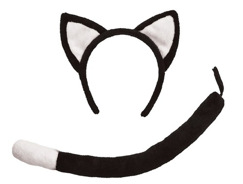 Black white cat - black, &