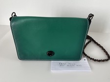 Genuine COACH Dinky 24 Green Glovetanned Leather with Burnished Metal Finish.