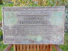Early 20th century cast iron S.E.C.R trespassing warning sign