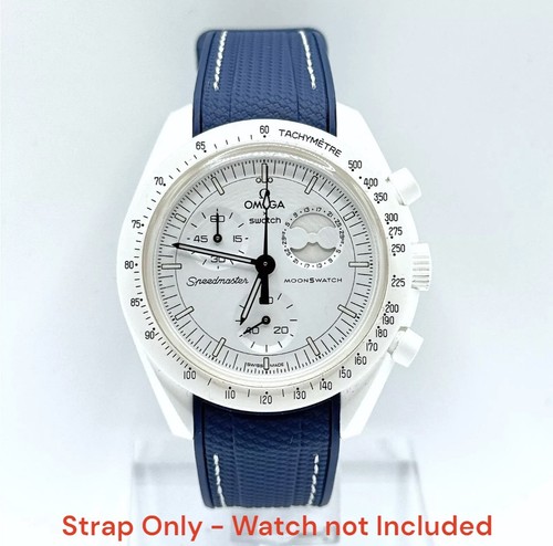 Blue white watch strap - white, for