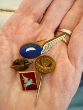 4 various vintage metal /enamel military parachute & training regimental pins