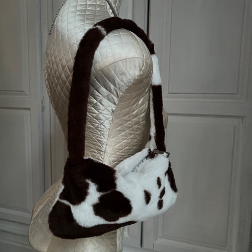 Boho slouch mini faux fur - , cow