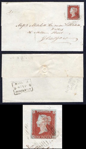 1841 penny red superb on - penny, (ma)