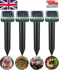 4x  Solar Power Ultrasonic Repellent Mice Gopher Mole Pest Snake Repeller UK