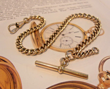 Pocket Watch Chain 10ct Rose Rolled Gold Large 1890s Victorian Albert 29.6 Grams
