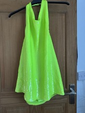 River Island Neon Green Sequinned Dress Size 18   #17