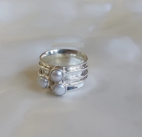 Pearl gemstone ring 925 - pearl,