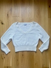 Urban Outfitters Chenille Ivory Cropped V Neck  Jumper