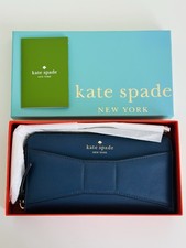 Kate Spade 2 Park Avenue Lacey Zip Around Wallet French Navy Bow Design With Box