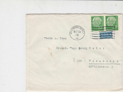 German 1954 heidelberg cancel - german,