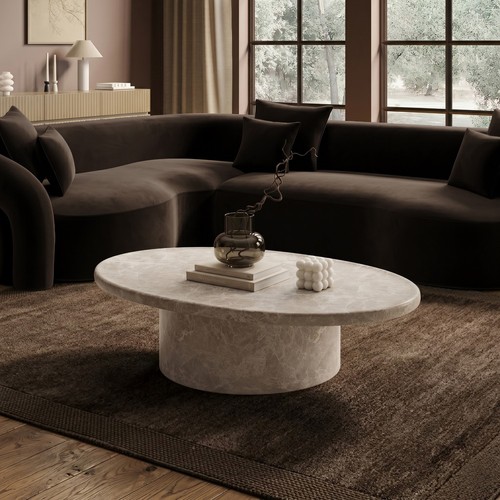 Large beige marble - large, effect