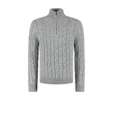 Superdry Jacob Cable Knit Half Zip Jumper Grey
