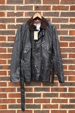 Burberry Brit Mens Belted Wax Cotton Moto Biker Motorcycle Jacket MEDIUM ARLEN