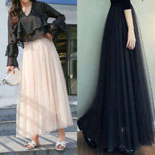 Pleated Party Ladies Maxi Long Dress Women Elegant Mesh Tulle Tutu Skirt Layered