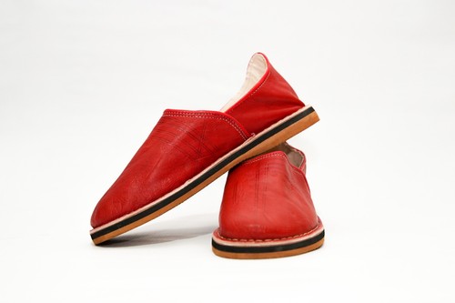Handmade red moroccan babouche - handmade,