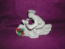 ARCADIAN Crested China WW1 DISPATCH RIDER. EXMOUTH Crest. (Aa)