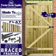 Custom Wooden Garden Gate Feather Edge Semi-Braced Flat Top Treated Timber Door