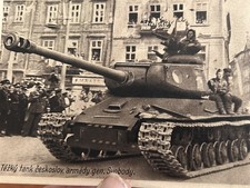 PA- WW2 Tank Soviet IS-2 Czech under Gen Svoboda  Prague Original