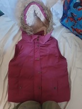 Fat Face Pink Purple Hooded Body Warmer Gillet Warm Lined Age 8-9