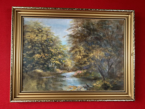 Framed landscape original oil - framed,