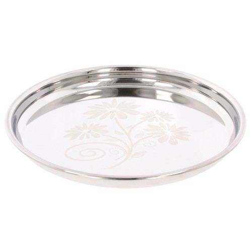 Stainless steel round thali - steel,