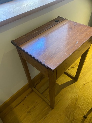 Vintage school wooden desk - school,