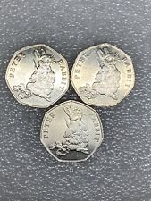 2018 Peter Rabbit 3x 50p piece uncirculated from sealed bag
