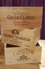 3 Pack - FRENCH CRESTED WOODEN WINE CRATE / BOX  - OFFICE ARCHIVE STORAGE DRAWER