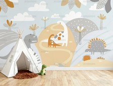 3D Cartoon Dinosaur Kids Self-adhesive Removeable Wallpaper Wall Mural 120