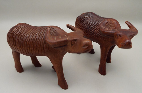 Two carved wooden figures - wooden,