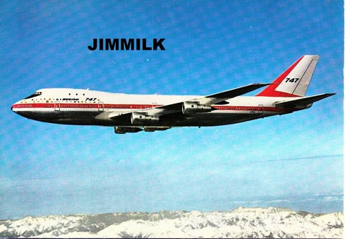 Old postcard boeing 747 - old,