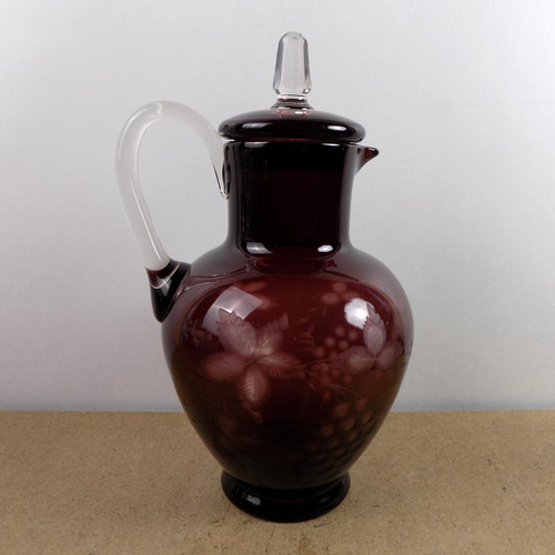 Antique bohemian glass lidded - antique,